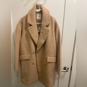 Abercrombie & Fitch Tan Wool-Blend Coat, Size Small [Brand New, Tag On]